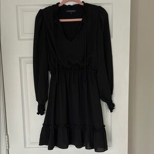 Gibson Black Bishop Sleeve V-Neck Sundress